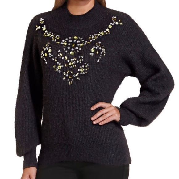 BP Embellished Puff sleeve Mock Neck Sweater - Picture 2 of 3